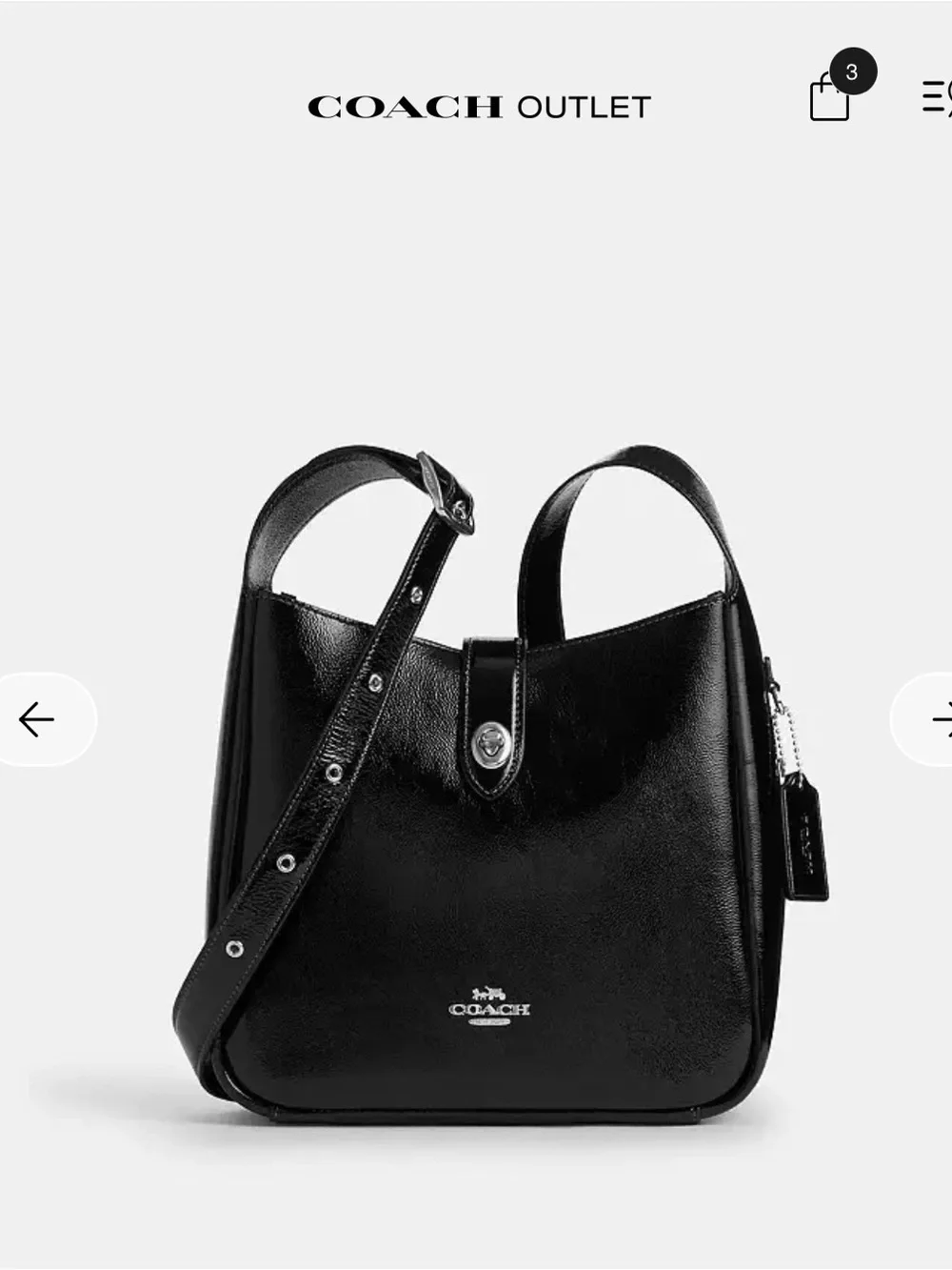NWOT Coach patent Leather Hadley Bag - Black